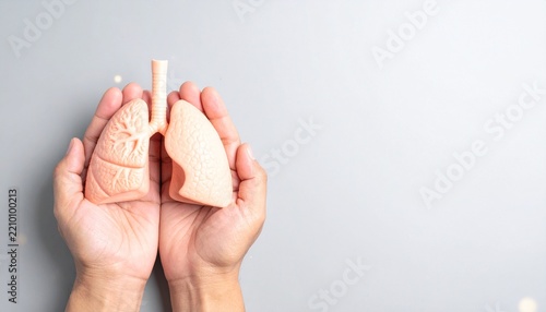 human hand with lungs