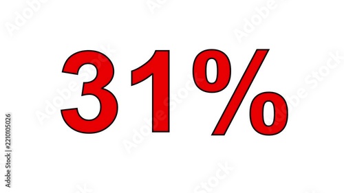 Red 31 percent discount sign isolated on a white background.