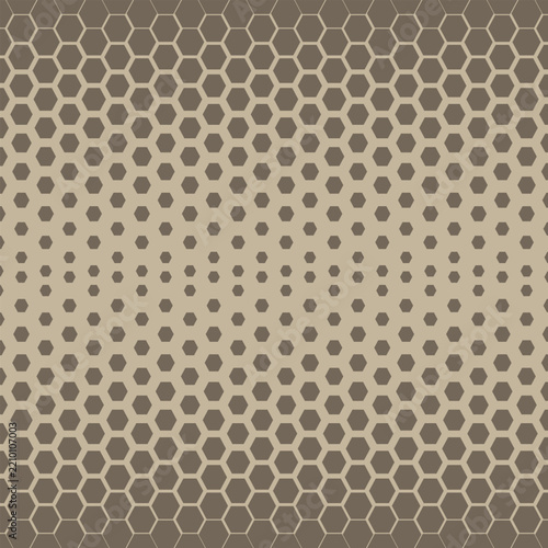 Abstract Seamless brown colour geometric poligon honeycomb halftone thik to thin geometry pattern ,vector background.