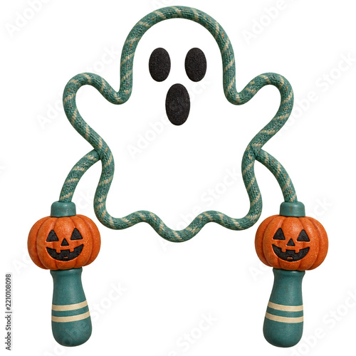 Old jump rope whose rope forms a perfect ghost outline