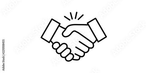 Fotografie Black handshake icon showing agreement and partnership for professional business use