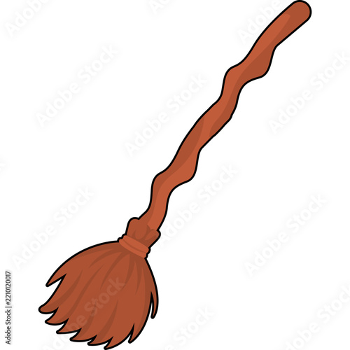 Cartoon Illustration of a Witch Broom
