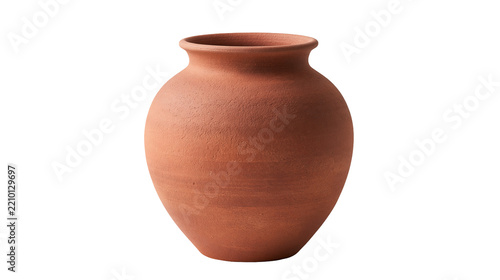 Obraz na plátně Rustic round terracotta clay pot with wide mouth and textured surface