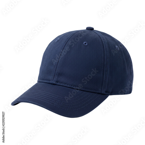 Dark blue baseball cap isolated on white studio background