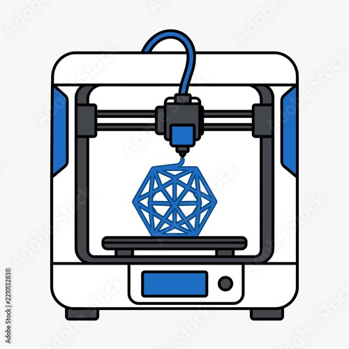 Modern 3D Printer Manufacturing Geometric Shape Prototype Using Filament