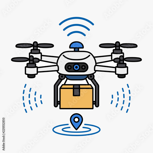 Autonomous Delivery Drone Carrying a Package with Wireless Connection and Location Pin