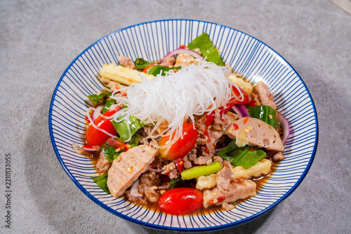 assorted thai food in flat lay composition