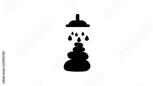 Animated Zen Spa Stones Water Drops Shower Icon Motion Graphic Element for Wellness Therapy Relaxation UI UX Design on White Background