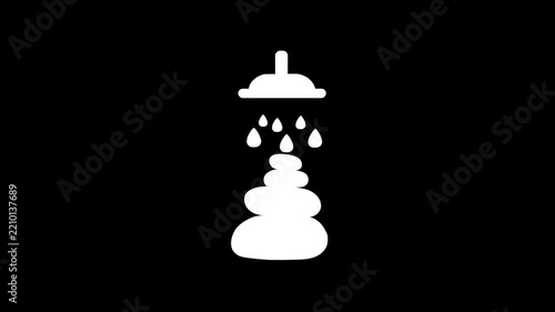 Animated Zen Spa Stones Water Drops Shower Icon Motion Graphic Element for Wellness Therapy Relaxation UI UX Design on Dark Background