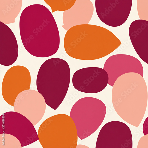 Seamless pattern with colorful organic pebble shapes