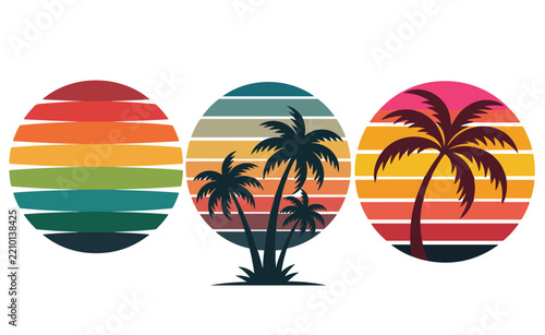 Background  Striped Sunset Graphic Design