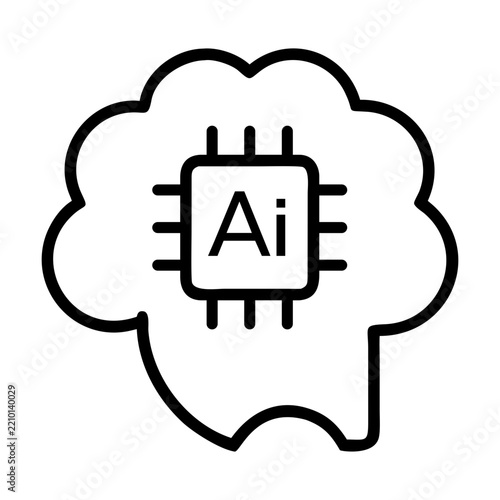 Memory AI Technology Outline Vector Icon
