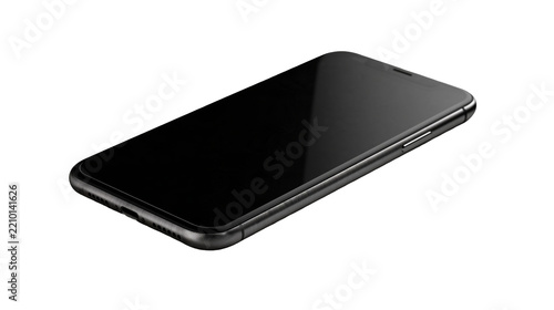 Sleek black smartphone with dark screen and metallic frame