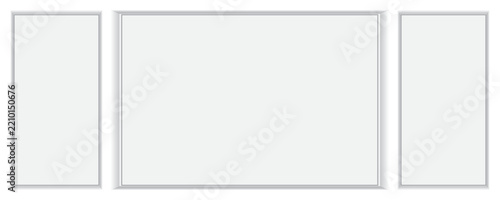 Elegant white interior wall trim moulding frame set template with generous copy space for gallery artwork presentation.