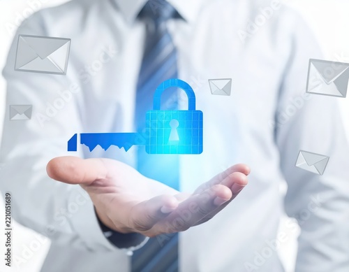 Digital Security Concept with Key and Padlock Representing Data Protection in Business Environment