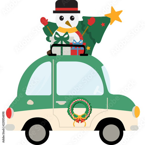 Christmas Car Illustration