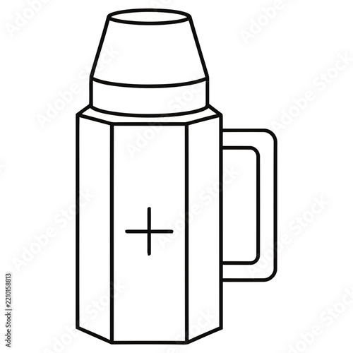 Thermos with handle and plus sign icon