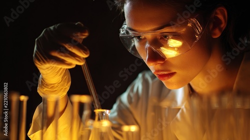 Scientist in lab focused on experiment