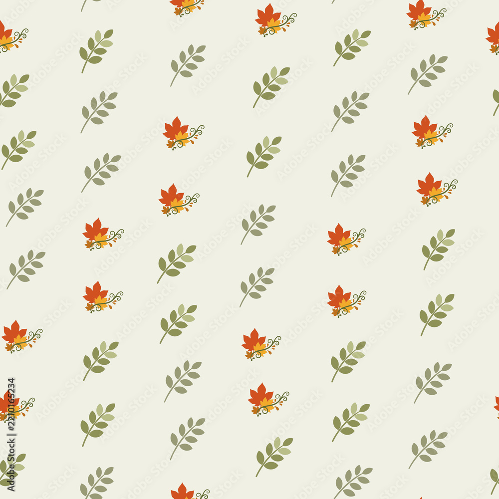 Fototapeta premium Autumn leaves and green leaves pattern