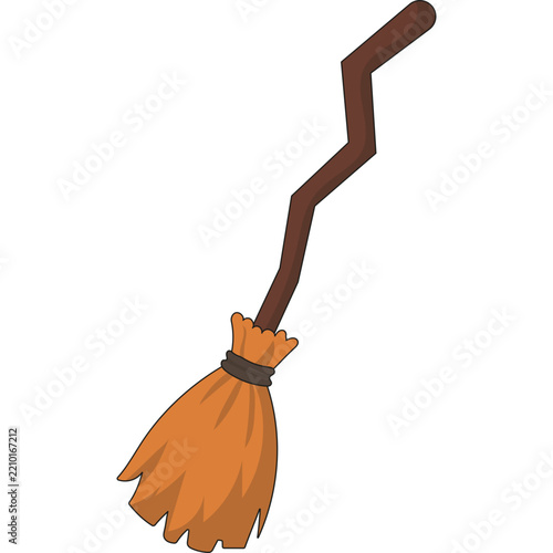 Cartoon Illustration of a Witch's Broom