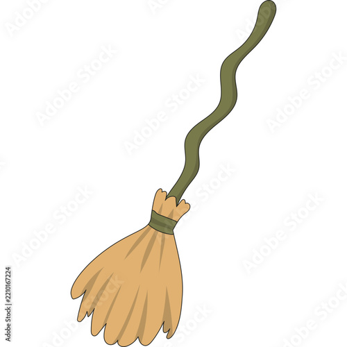 Cartoon Illustration of a Witch's Broom