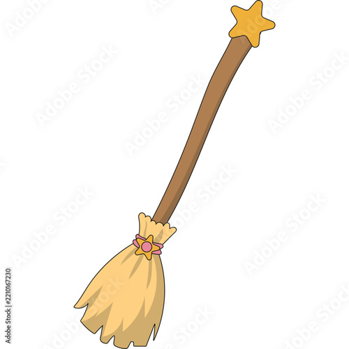 Cartoon Illustration of a Witch's Broom