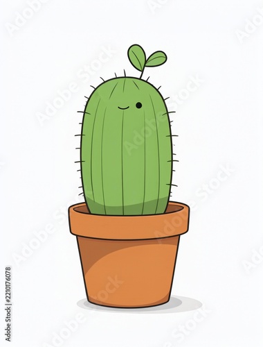 Cute Cartoon Cactus in Pot Illustration