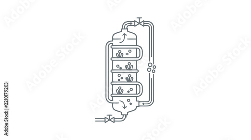 Industrial distillation column schematic line art