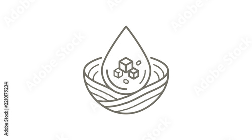 Liquid Drop with Sugar Cubes in Bowl Icon