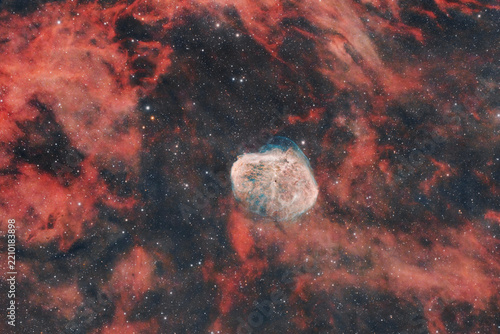 Crescent Nebula NGC 6888 in the Cygnus constellation