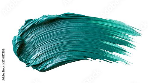 Thick emerald green oil paint brush stroke with visible texture