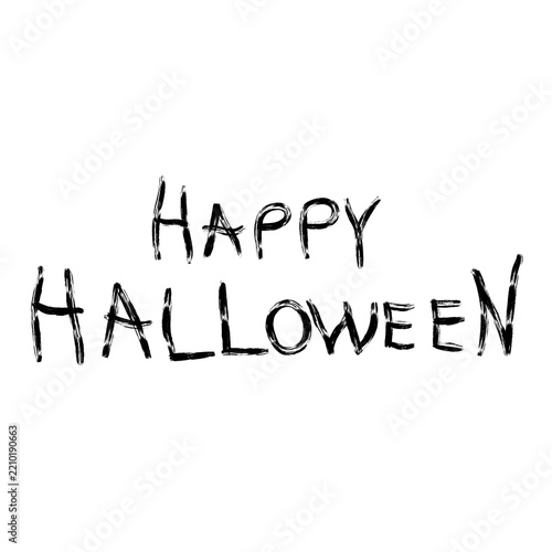 Happy Halloween text typography, rough scratchy brush hand drawn horror lettering digital illustration PNG