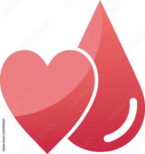 Red blood drop and heart symbol EPS vector illustration featuring a healthcare and medical donation concept graphic design