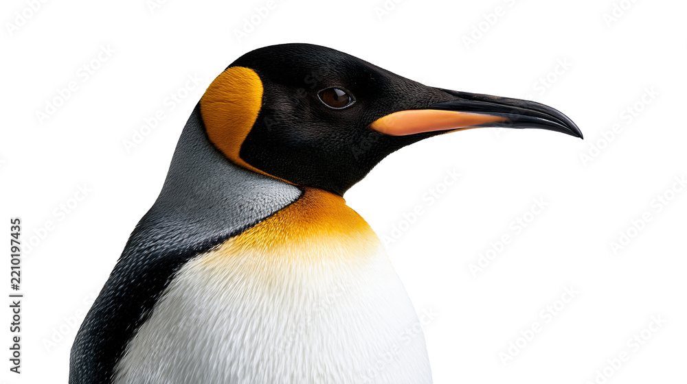 Obraz premium King penguin head profile with vibrant orange and yellow neck plumage