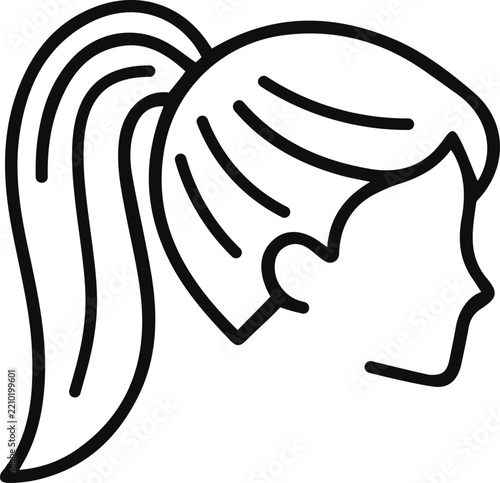 Woman head outline with ponytail EPS vector file illustration featuring beauty salon and feminine hairstyle icon graphic design