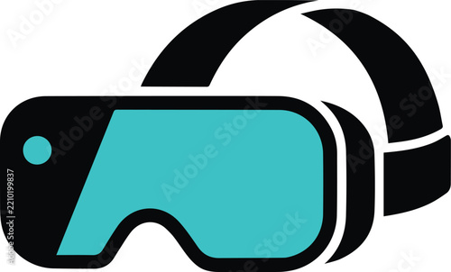 Virtual reality headset and augmented reality goggle device EPS vector illustration featuring a futuristic technology entertainment icon graphic design
