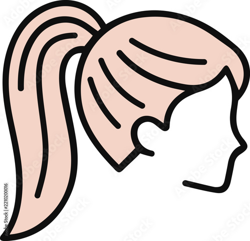 Woman head with ponytail hairstyle EPS vector illustration featuring beauty salon and feminine hair care icon graphic design