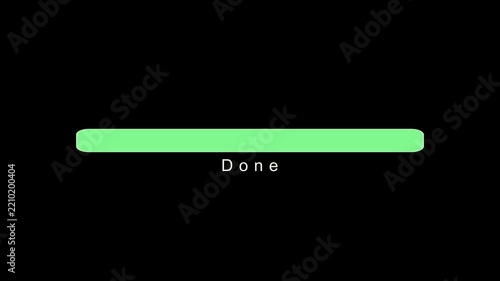 Green Progress Bar Fills Left to Right with Done Text Animation on Black