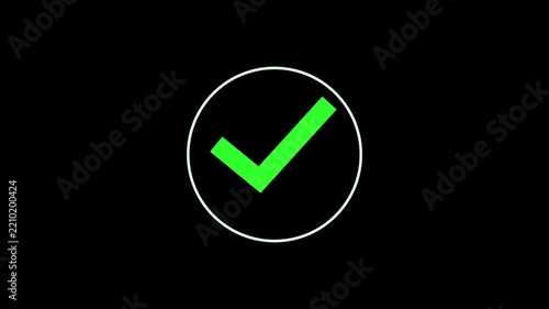 White Arrow Morphs into Green Checkmark Inside Circle Animation on Black