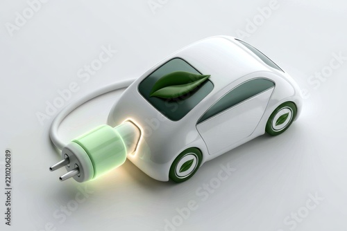 Electric car charging with green energy concept