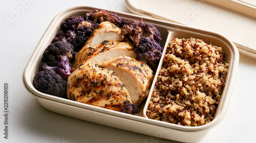 Healthy Portion Controlled Grilled Chicken and Roasted Vegetable Meal