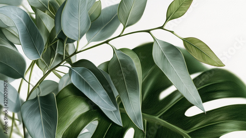 Eucalyptus Sprig and Monstera Leaf Botanical Study