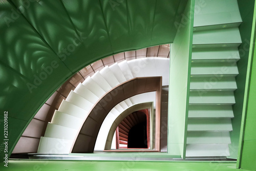 Tow view of staircase steps in modern building