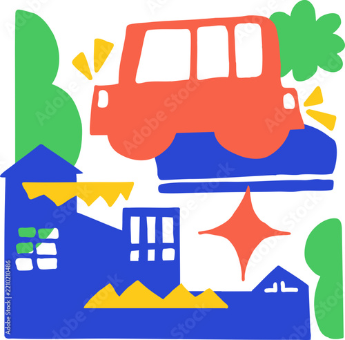 Environment Silhouette Cute Abstract Landscape Colorful Doodle Urban City 3