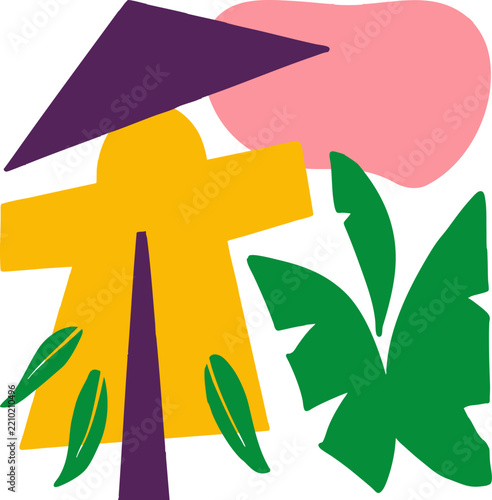 Environment Silhouette Cute Abstract Landscape Colorful Doodle Garden Village 4