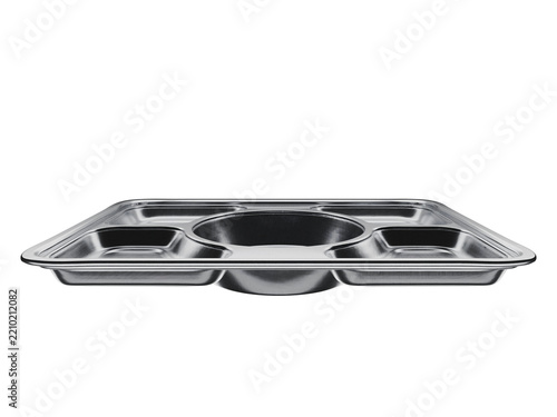 Ompreng Lunch Box Container Stainless Steel Round Center 5 Compartment 3D Render Side Flat