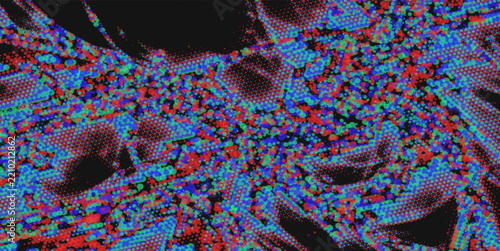 Microscopic View of Fluorescent Stained Biological Cells Showing Cellular Structures and Nuclei in Multicolored Detail