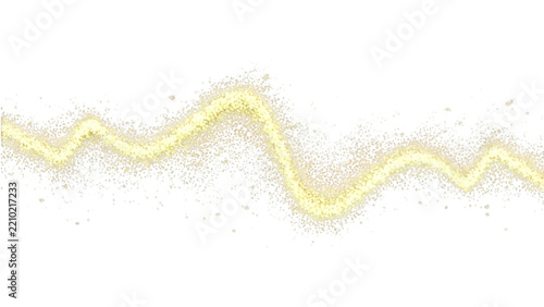 Abstract glowing energy wave with fine glitter particles against a stark void