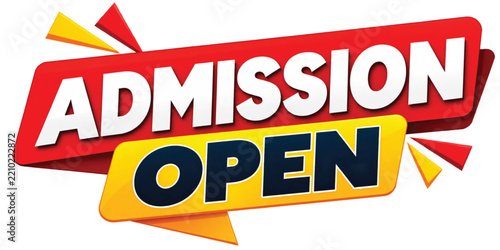 Admission open banner with ribbon badge for school or college