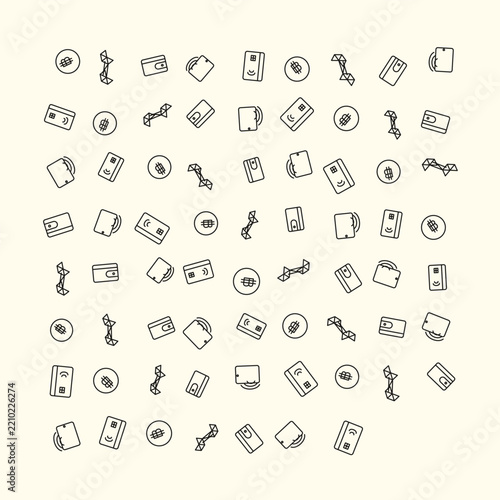 Minimalist Finance and Banking Icon Pattern Featuring Wallets Coins and Credit Cards for Business Concept Design
